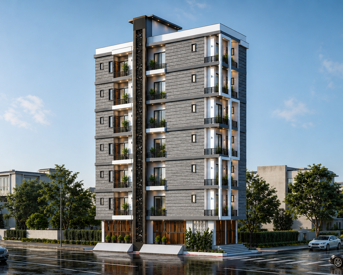 Aadya Residency street-level exterior
